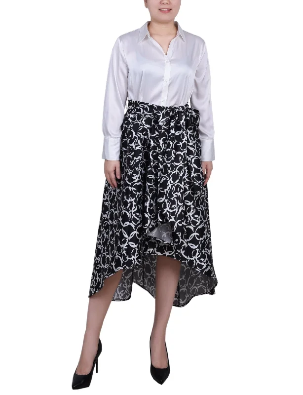 Wrap - style midi dress with a customizable fitSatin/Mikado Dress - Petite