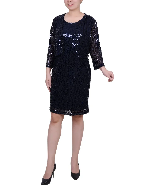 Long - sleeved wool midi dress for a warm and cozy winter optionSequined Bolero Jacket And Dress - Petite Long - sleeved wool midi dress for a warm and cozy winter optionSequined Bolero Jacket And Dress - Petite