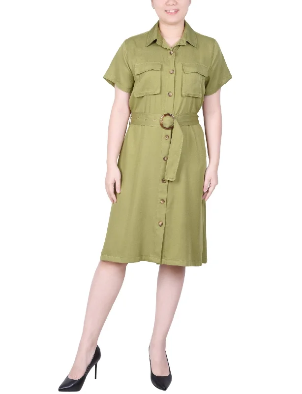 80s - inspired power - dressing midi dress with a bold styleShort Sleeve Safari Style Dress - Petite 80s - inspired power - dressing midi dress with a bold styleShort Sleeve Safari Style Dress - Petite