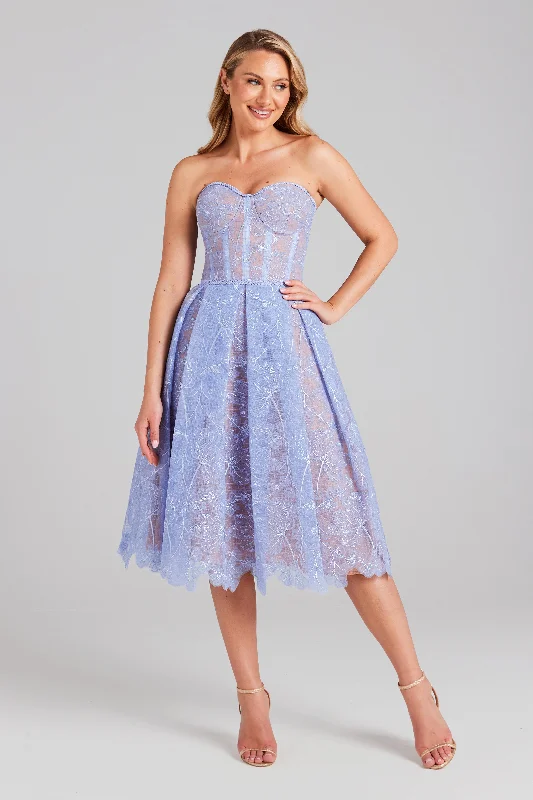 Trumpet - style midi dress for a flared and stylish silhouetteOlivia Blue Dress