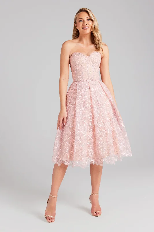 Contemporary - designed midi dress with modern detailsOlivia Blush Dress