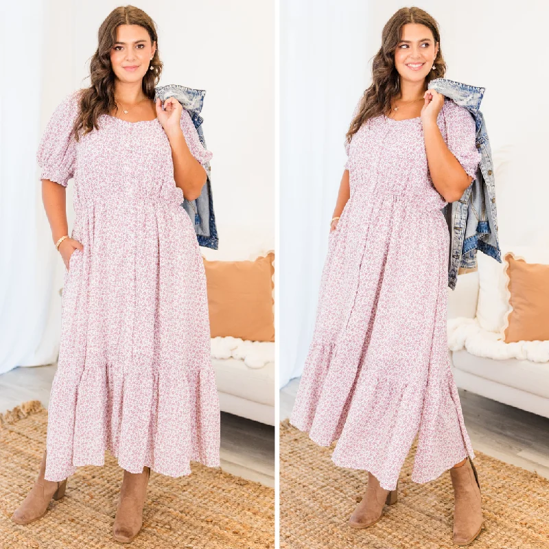 Plus size A - line midi dress with a flattering fitPeaceful Serenity Dress, Lavender