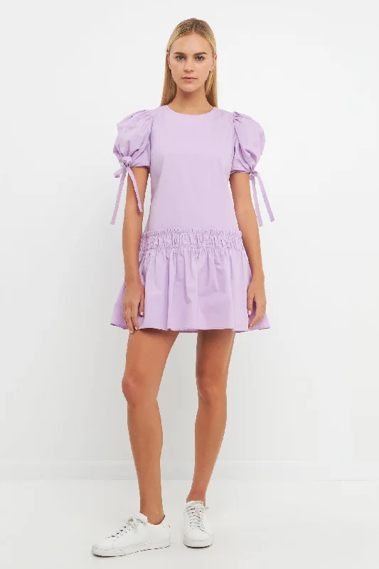 convertible mini dressesPoplin Ruffle Dress with Tied Detail