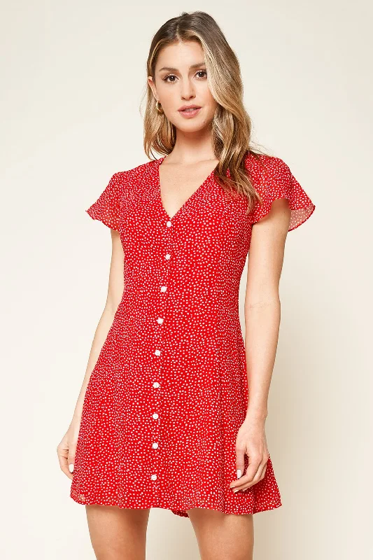 quick dry mini dressesPretty Parcel Polka Dot Button Up Mini Dress