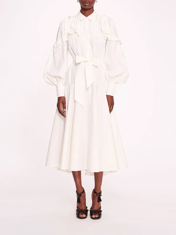 Mermaid - style midi dress for a figure - hugging and glamorous lookRosette Ruffle Midi Dress Mermaid - style midi dress for a figure - hugging and glamorous lookRosette Ruffle Midi Dress