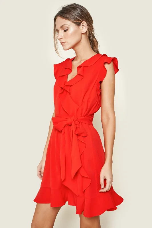blue mini dressesRadiant Ruffle Wrap Dress