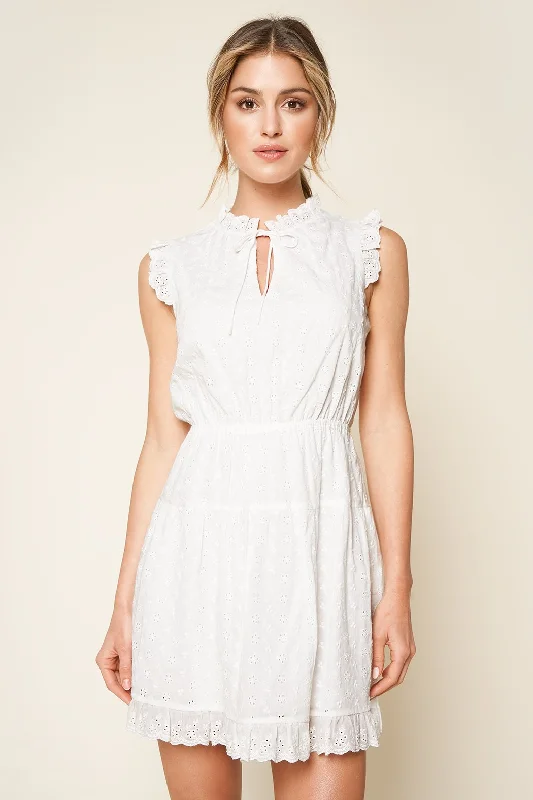 cocktail mini dressesRapunzel Eyelet Mock Neck Mini Dress