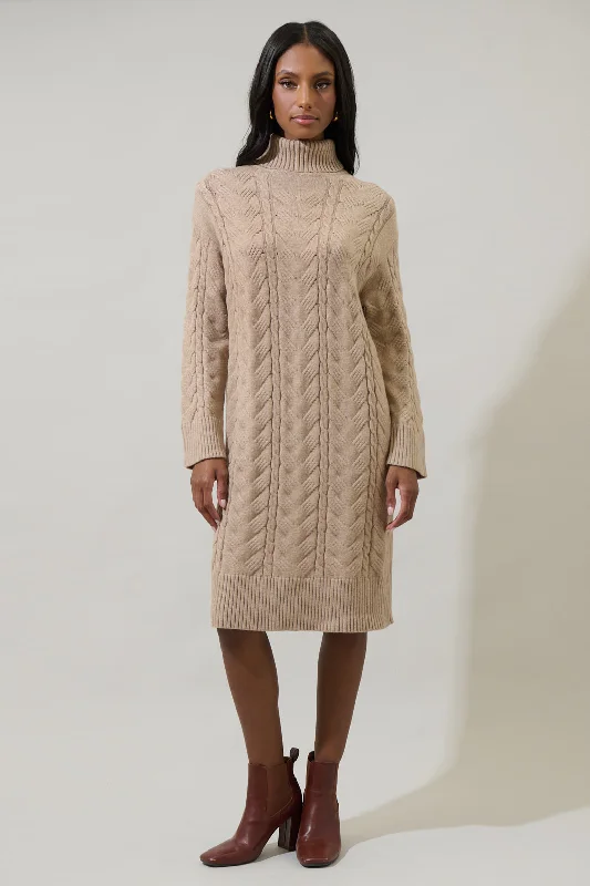 Lace - up midi dress for a trendy and adjustable lookRaven Cable Knit Sweater Midi Dress Lace - up midi dress for a trendy and adjustable lookRaven Cable Knit Sweater Midi Dress