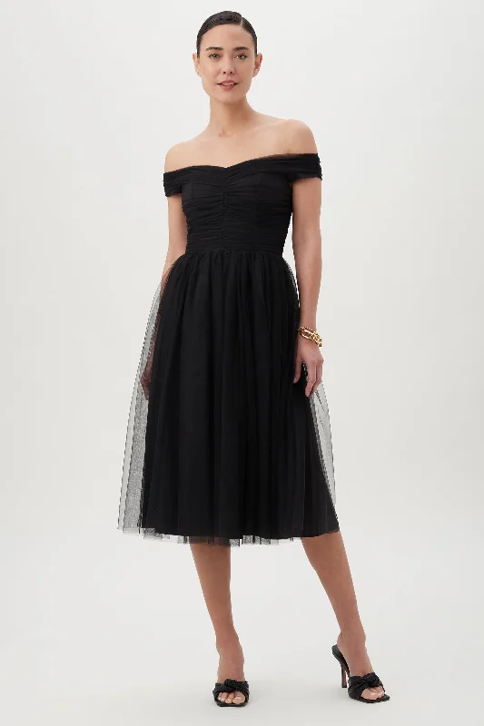 Satin midi dress for a smooth and shiny finishRENAI DRESS