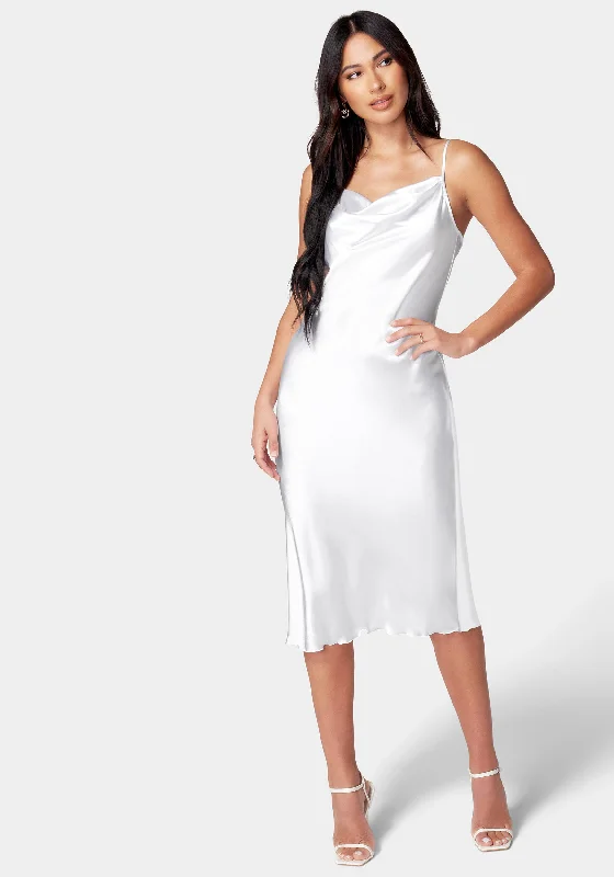 Sleeveless silk midi dress for a sophisticated summer styleSatin Cowl Neck Slip Midi Dress Sleeveless silk midi dress for a sophisticated summer styleSatin Cowl Neck Slip Midi Dress