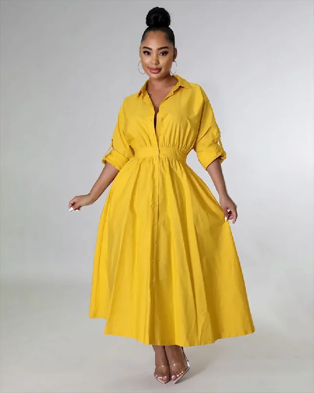 Long - train midi dress for a formal and dramatic lookShayla Shirt Dress