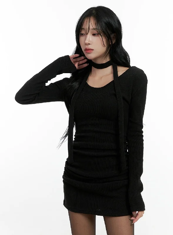 long sleeve mini dressesShirred Long Sleeve Mini Dress CN411
