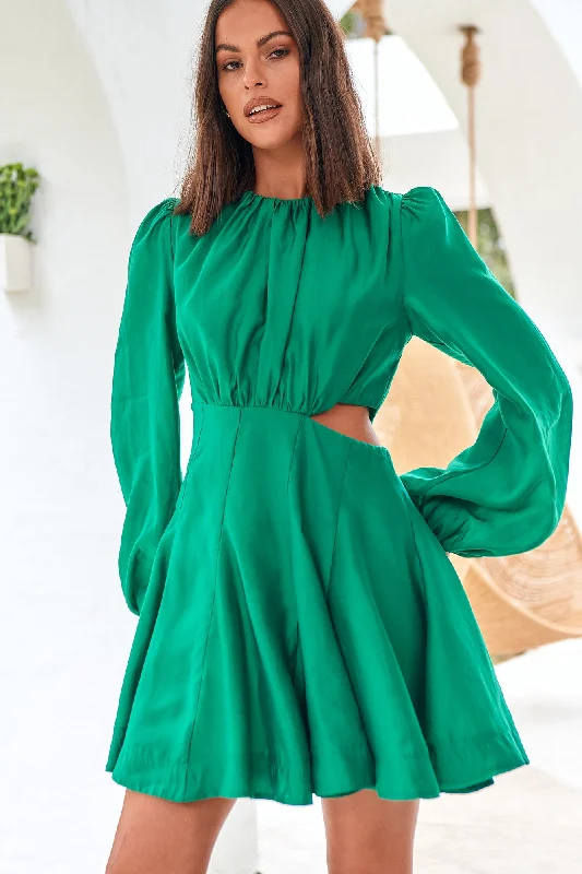 off shoulder mini dressesSymbols Of Nature Dress Green