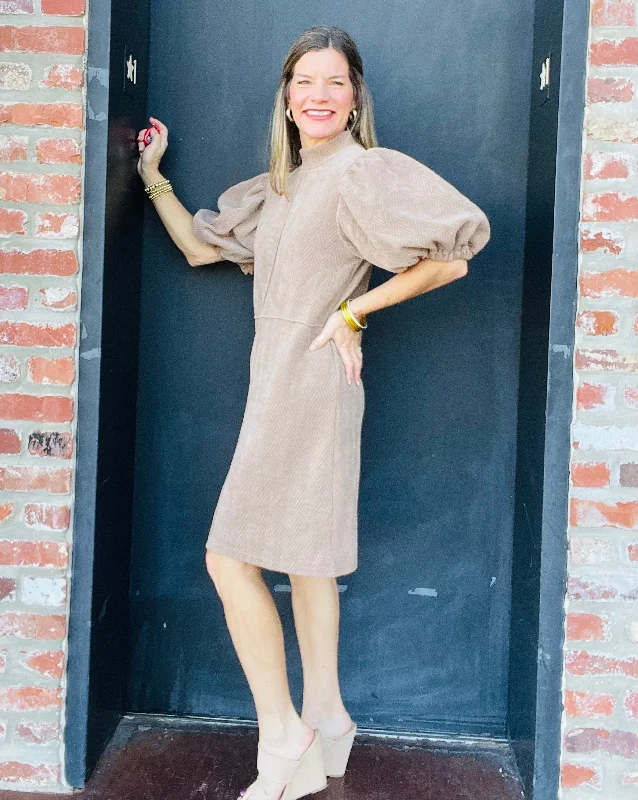 belted mini dressesTan Corduroy Mini