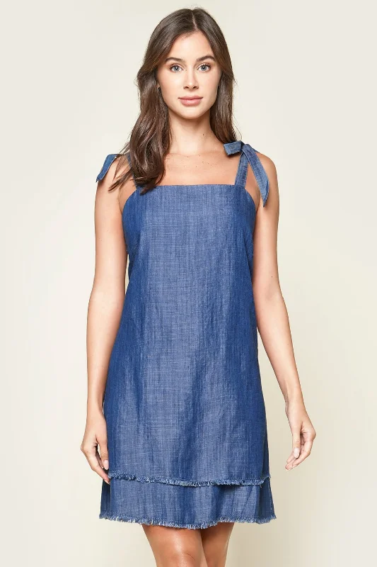 toddler mini dressesTexas Chambray Tie Sleeve Mini Dress