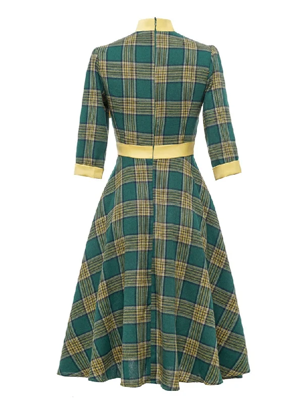Color - block midi dress for a bold and contemporary statementBerriesJam - 2024 Tonval Bow Neck Plaid 3/4 Length Sleeve Midi Dress Color - block midi dress for a bold and contemporary statementBerriesJam - 2024 Tonval Bow Neck Plaid 3/4 Length Sleeve Midi Dress
