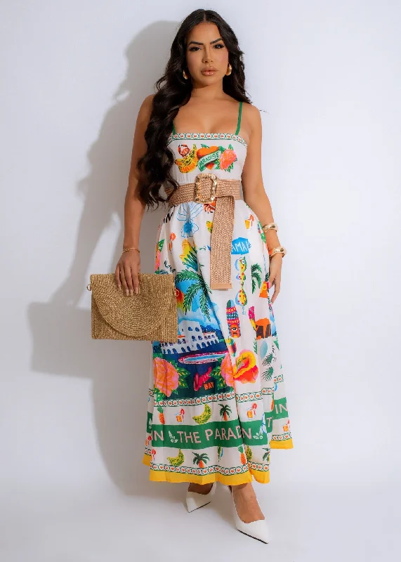 High - low hem midi dress for a modern and stylish lookTropical Paradise Midi Dress Green High - low hem midi dress for a modern and stylish lookTropical Paradise Midi Dress Green
