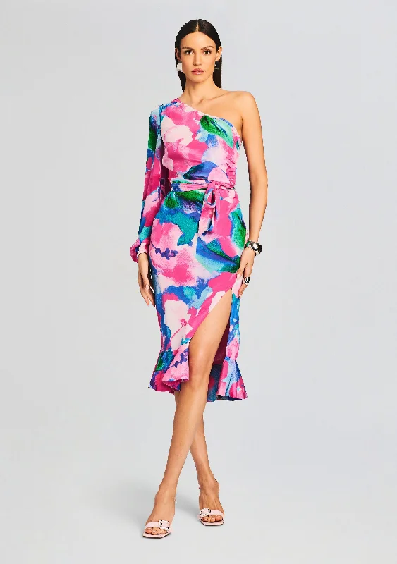 Long - sleeved wool midi dress for a warm and cozy winter optionVesa One Shoulder Midi Dress Long - sleeved wool midi dress for a warm and cozy winter optionVesa One Shoulder Midi Dress