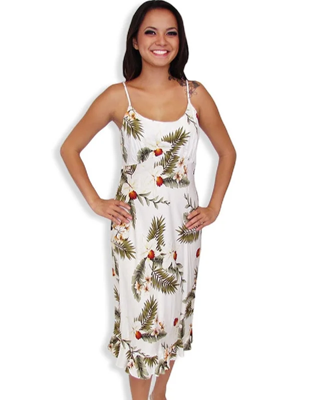 Plaid midi dress for a classic and preppy styleWhite Hawaiian Dress Slip-On Design Hanapepe Plaid midi dress for a classic and preppy styleWhite Hawaiian Dress Slip-On Design Hanapepe