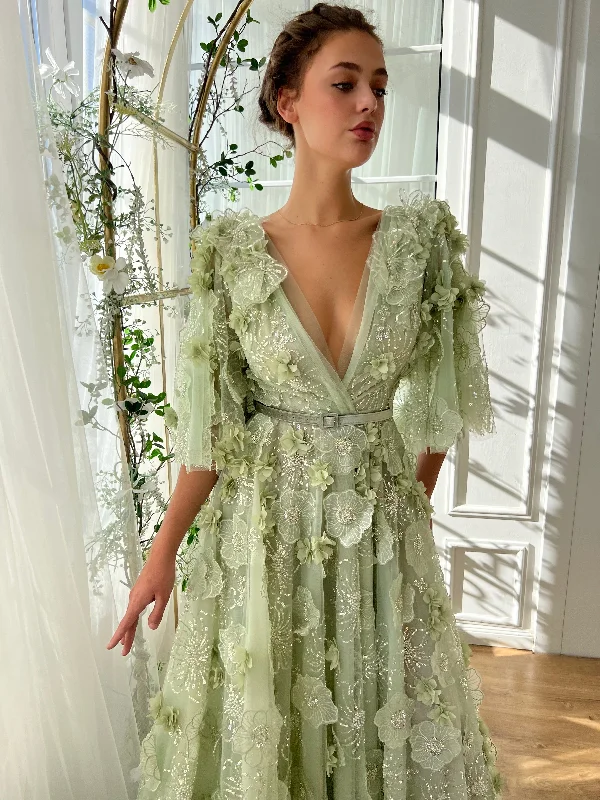 Ruched midi dress for a figure - hugging and flattering fitWild Magnolia Allure Gown
